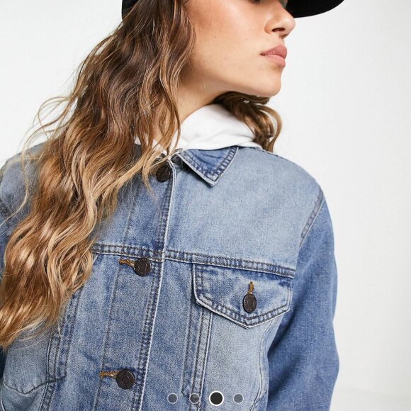 Customized Noisy May oversized denim jacket in medium blue wash - Picture 5 of 5